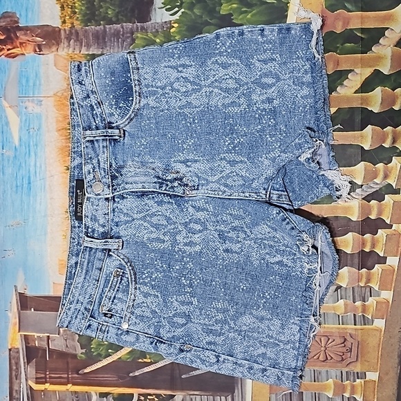 Judy Blue Raw Hem Snakeskin‎ Print Shorts Size Large - Picture 1 of 9